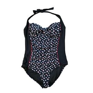 Disney Park Resort Minnie Mouse Black‎ Red Polka Dot One Piece Swimsuit Size XL